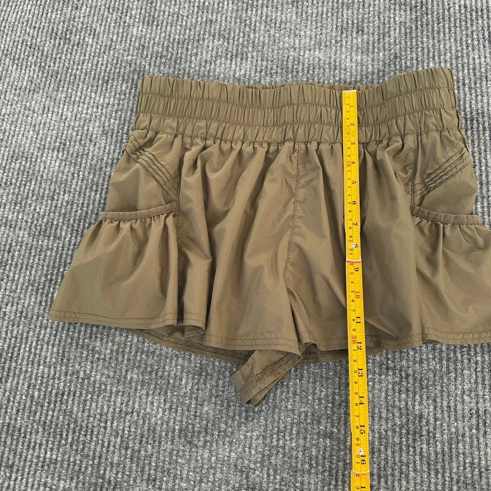 Free People Womens Get Your Flirt On Shorts Medium Brown Ruffle Smocked Waist